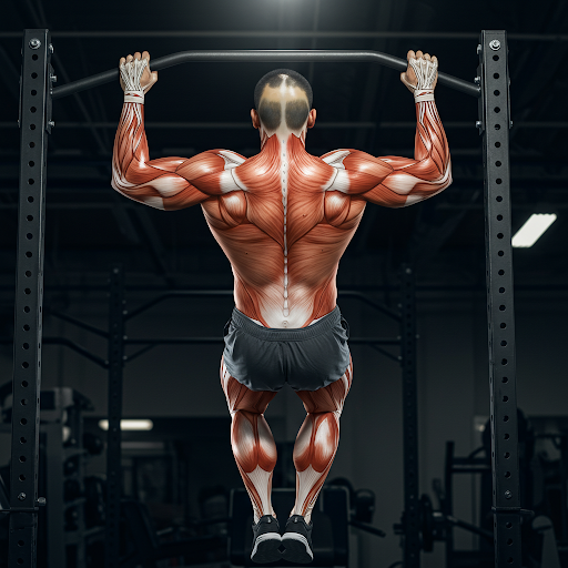 What Muscles are used in a wide-grip pullup