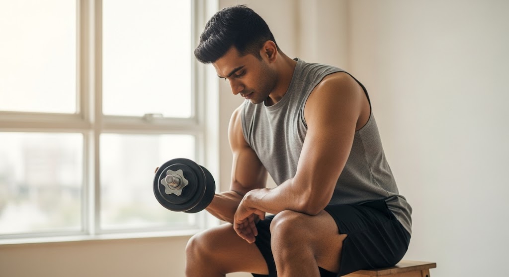 arm workout at home with dumbbells
