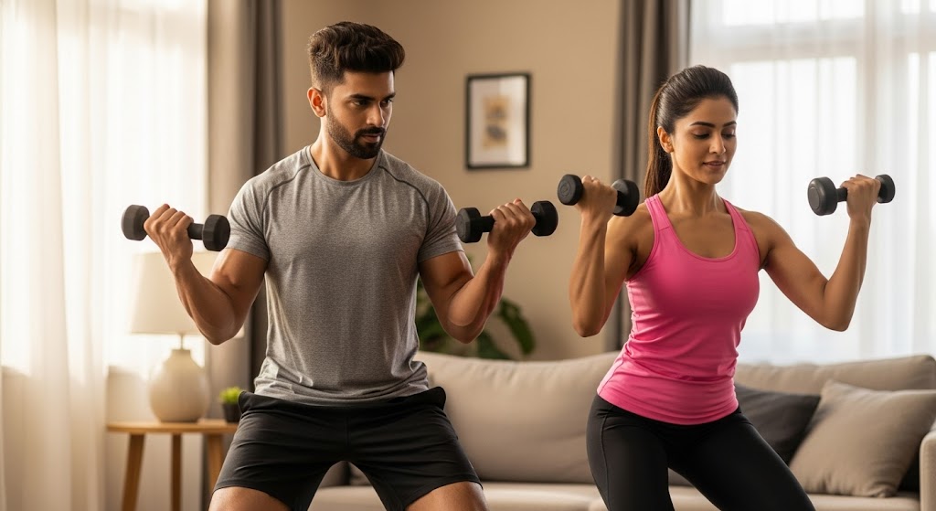 arm workout at home with dumbbells