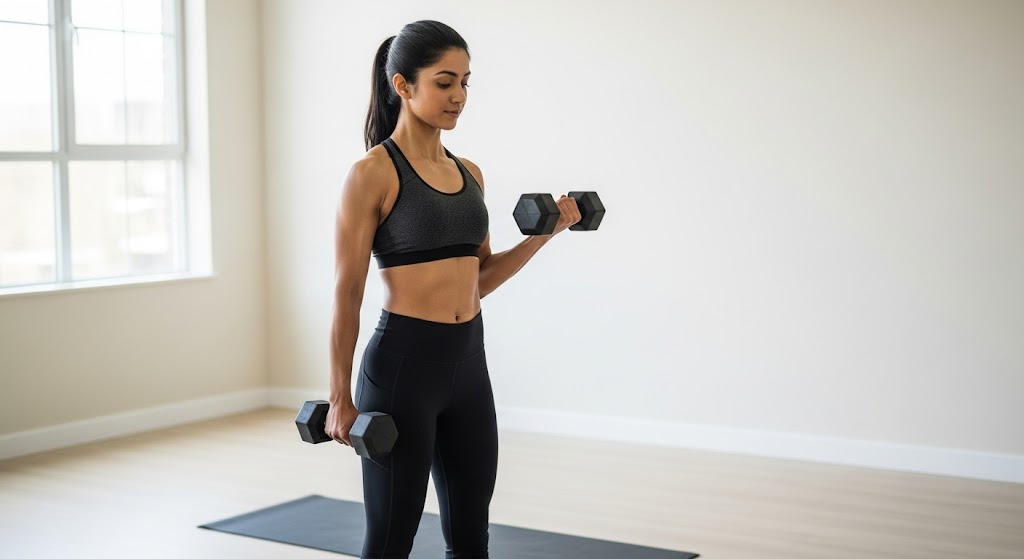 arm workout at home with dumbbells