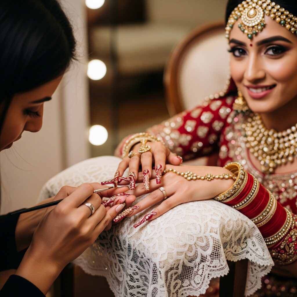 bridal nail extension designs