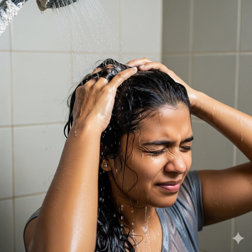 how to wash hair with hard water