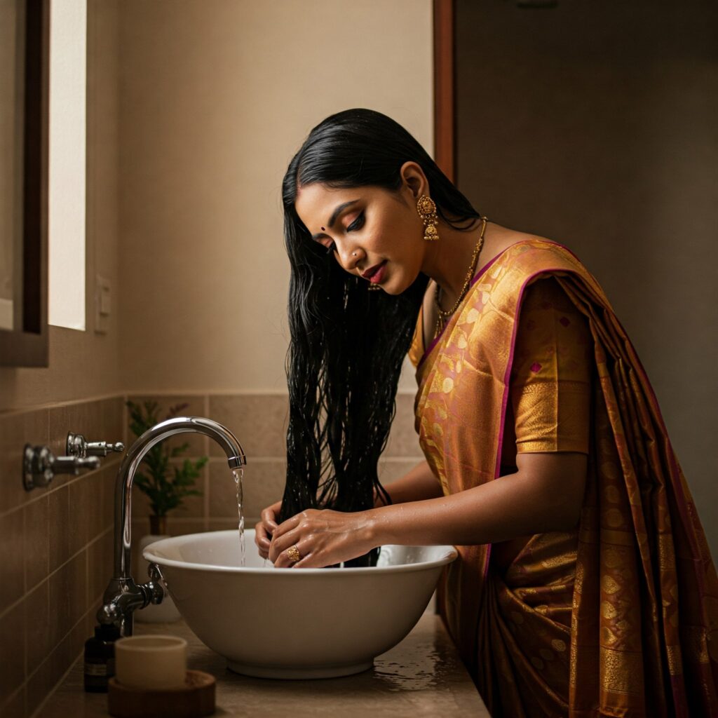 how to wash hair with hard water