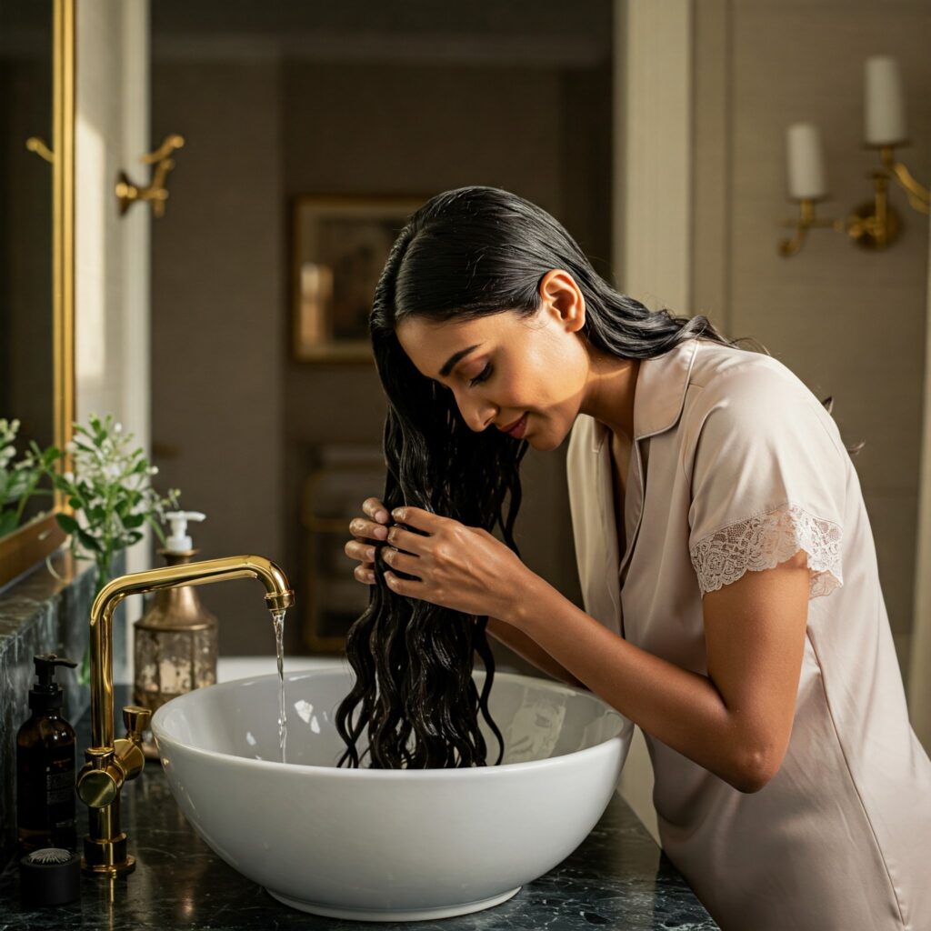 how to wash hair with hard water