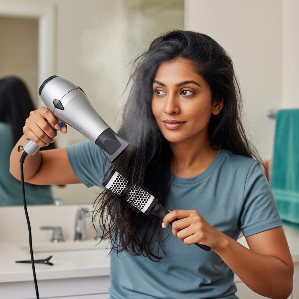how to blow dry hair at home
