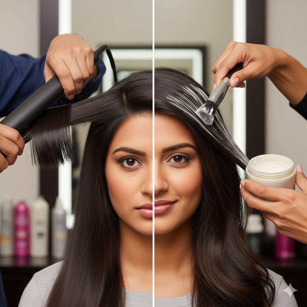 Hair Straightening vs Smoothening
